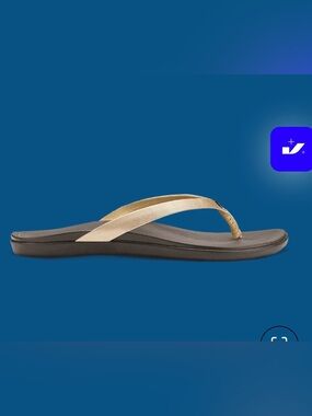 OluKai Women’s HO’OPIO Leather Flip Flop Color Bubbly/Dk Java Size 6